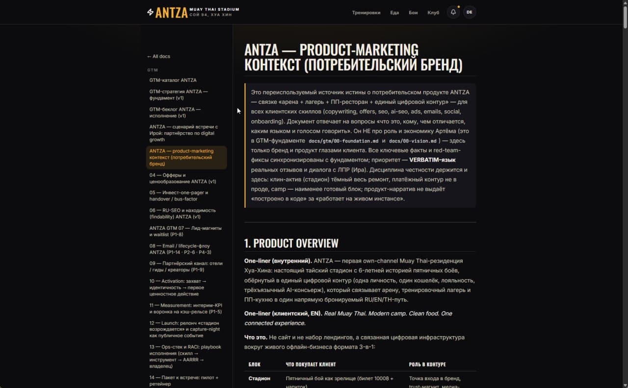 Разворот документа исследования ANTZA: структура мастер-агенды с колонками «вопрос, почему важно, метод»